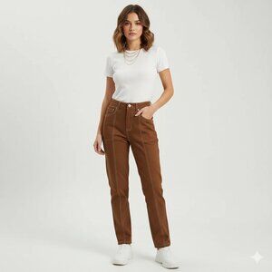 NWT Kittenish Brown Contrast Stitch Western Pants | Size Small